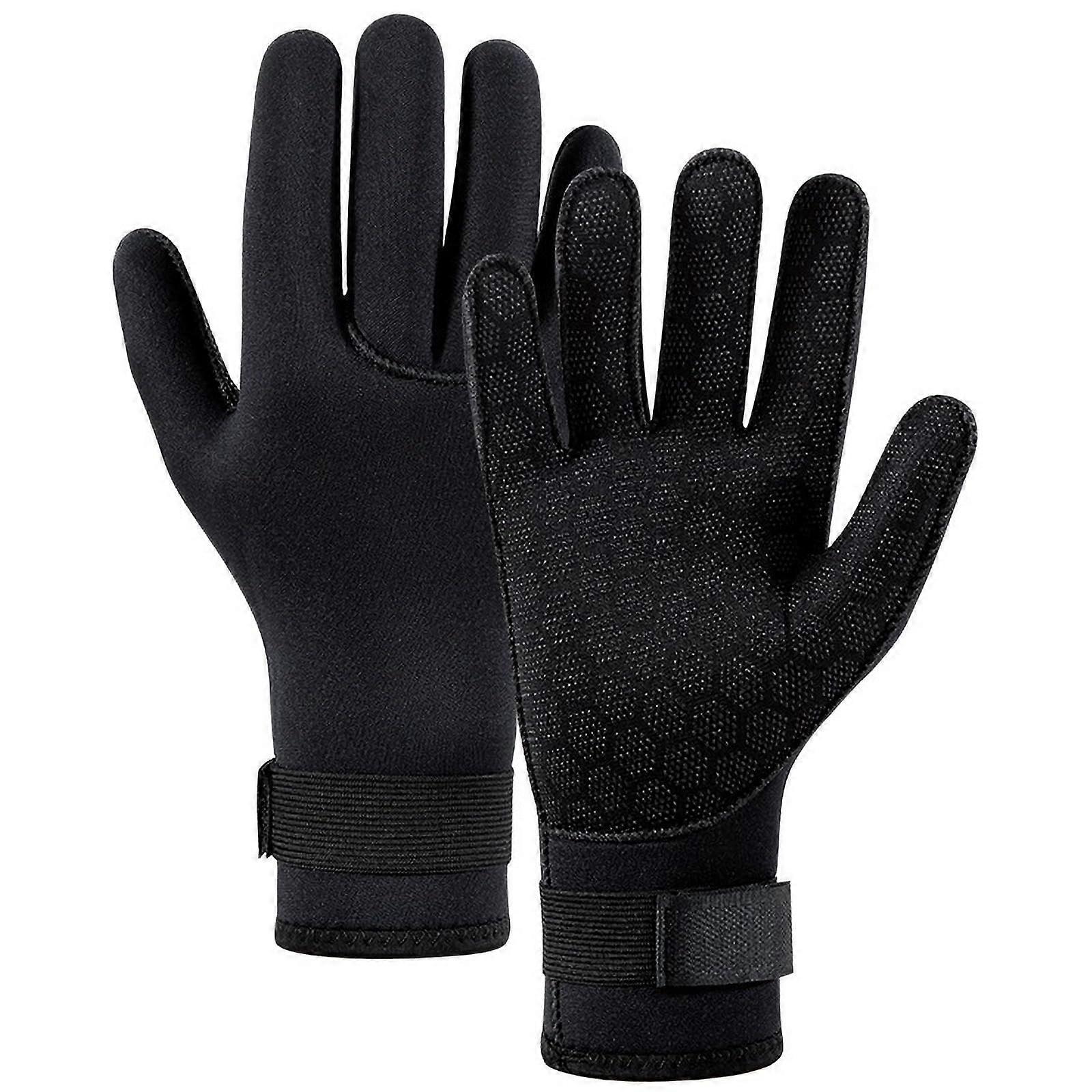 3mm Neoprene Dive Gloves with Elastic Wrist and Non-Slip Grip for Kayaking, Surfing, and Snorkeling, Size S, Black