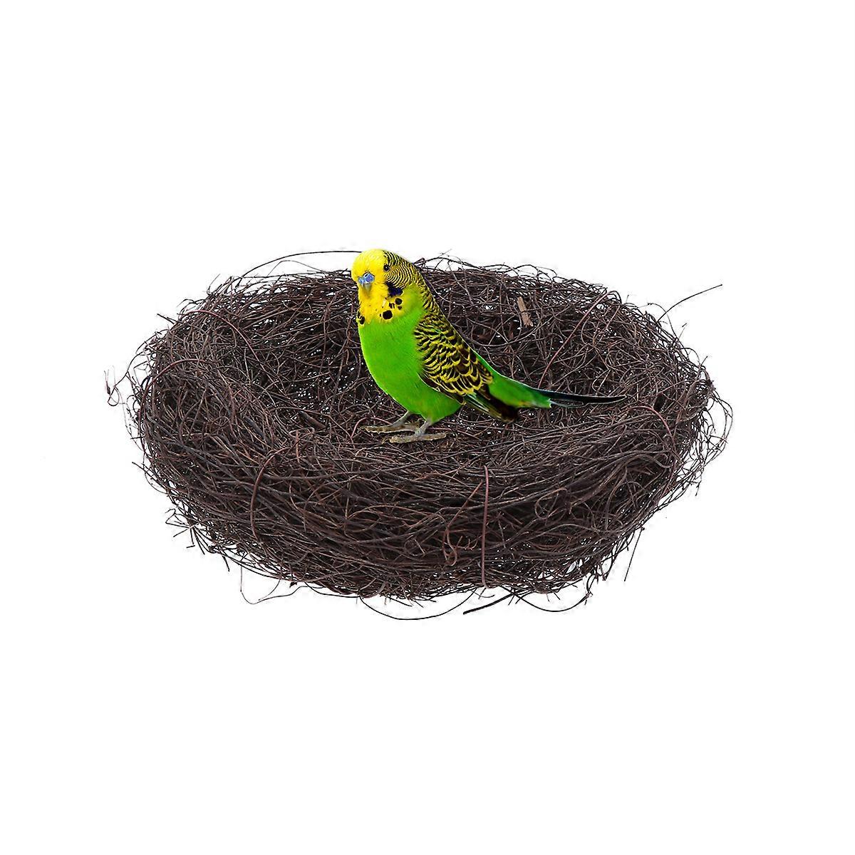 Birds Nest Rattan Knitted Parrot Bed Warm Sleeping Natural Environment 20x20x5.5 Cm Coffee 1Pack