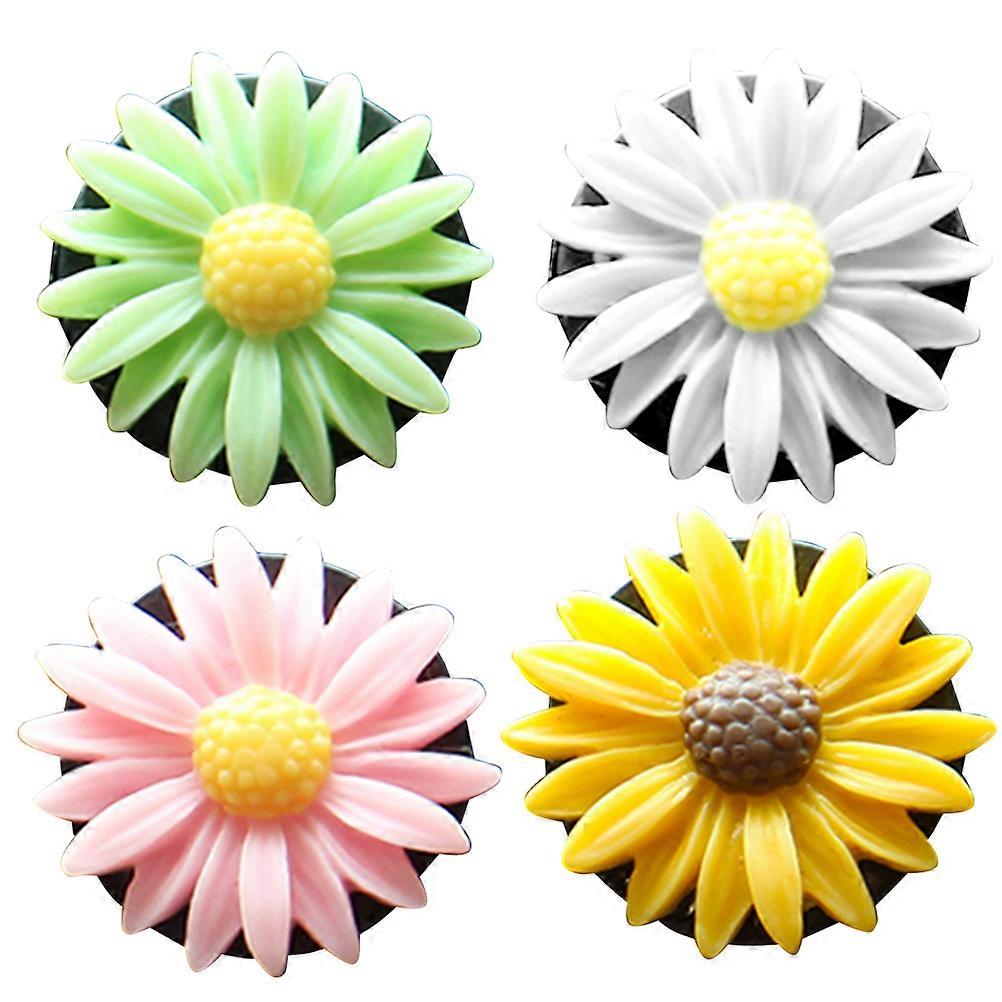 Elegant Daisy Design Car Perfume Clip Resin Auto Interior Ornament White 2.8x2.8x2.5cm Aromatherapy 4Pcs
