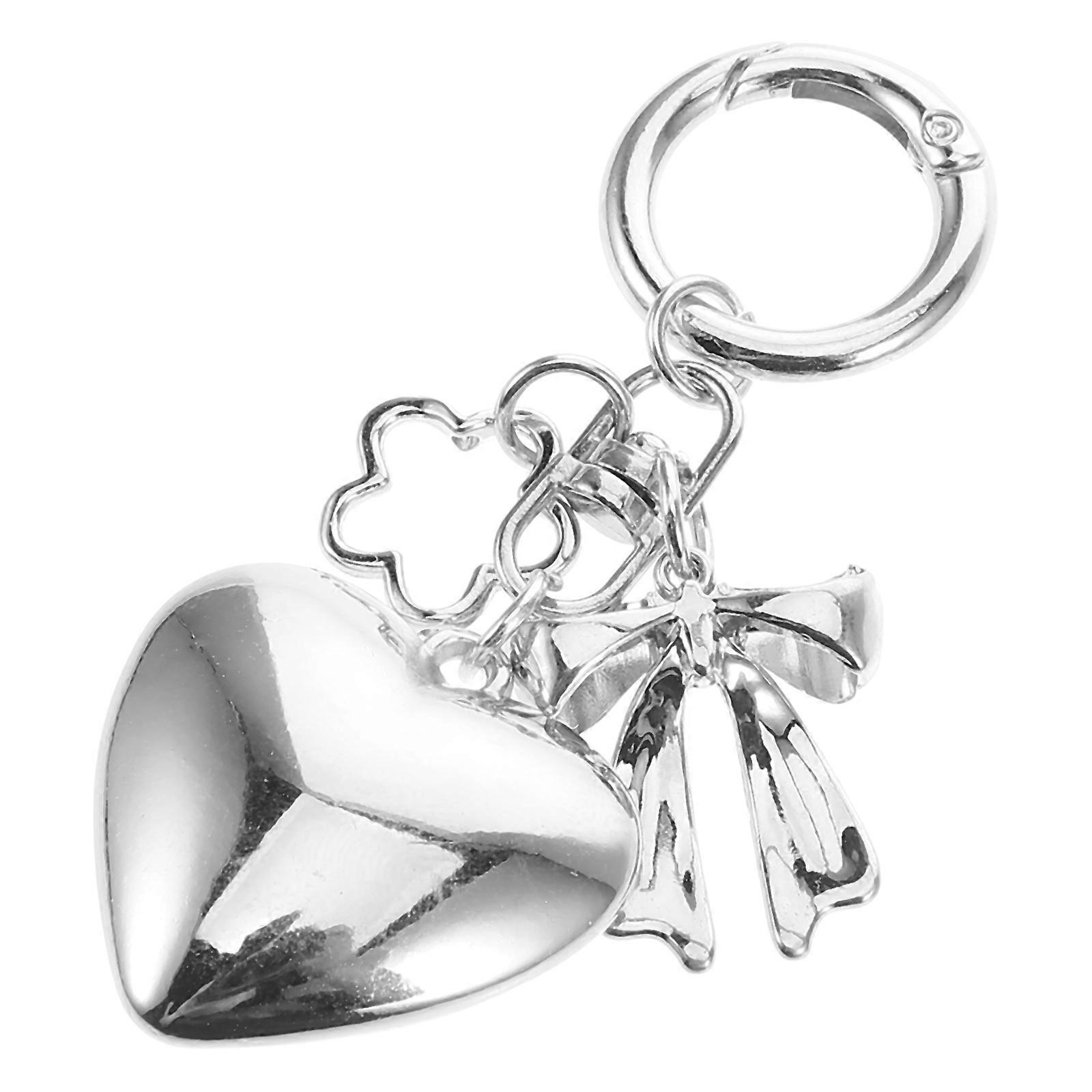 Unique Heart Shaped Keychain With Bowknot And Flower Design For Gifting Bag Pendant 1Pack