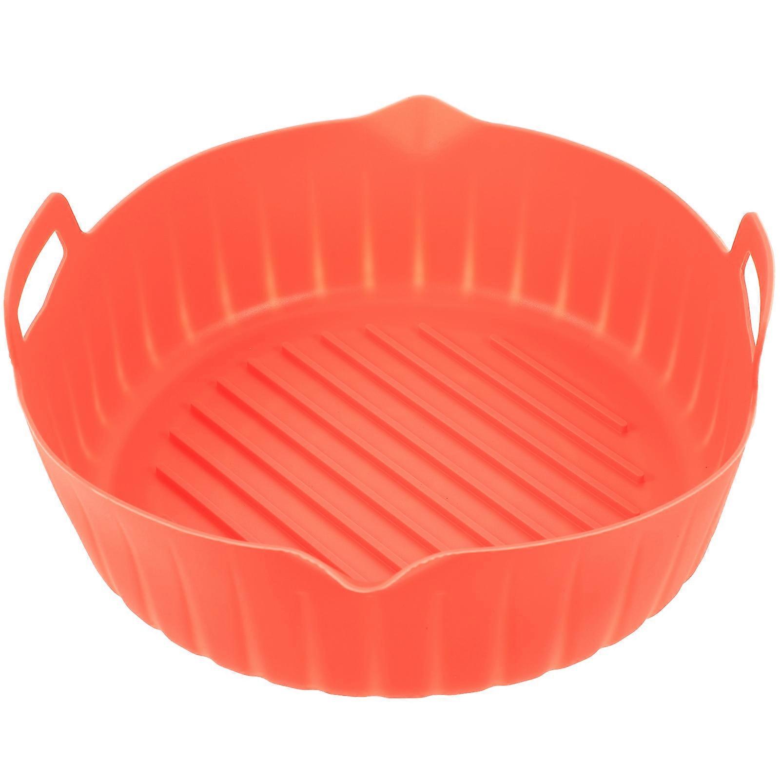 ライナーエアフライヤーバスケットラウンド焦げ付き防止食品グレードシリコーンバーベキューレッド23X20X8CM保護ポット壁1個