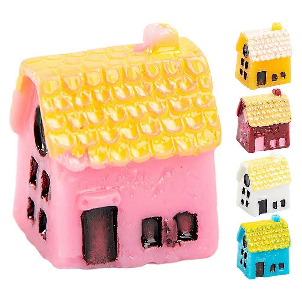 Mini House Resin Craft Tiny Houses For Indoor Greenery Arrangements Pink 1.70X1.50X1.50CM Garden Ornament 5Pcs