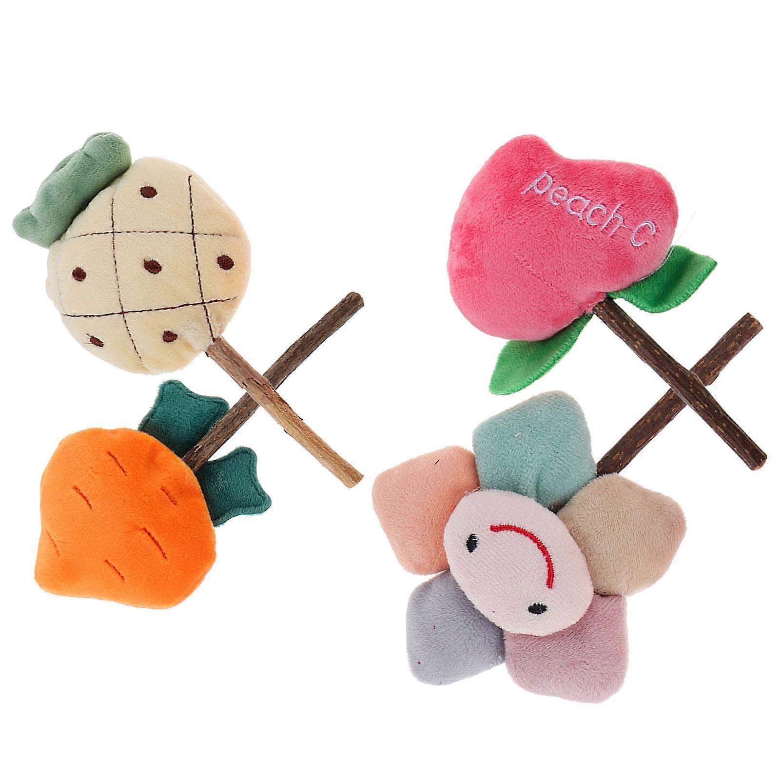 Kitten Teething Toys Funny Cat Toy Catnip Lollipop Plush Promotes Clean Teeth Entertainment 4Pcs