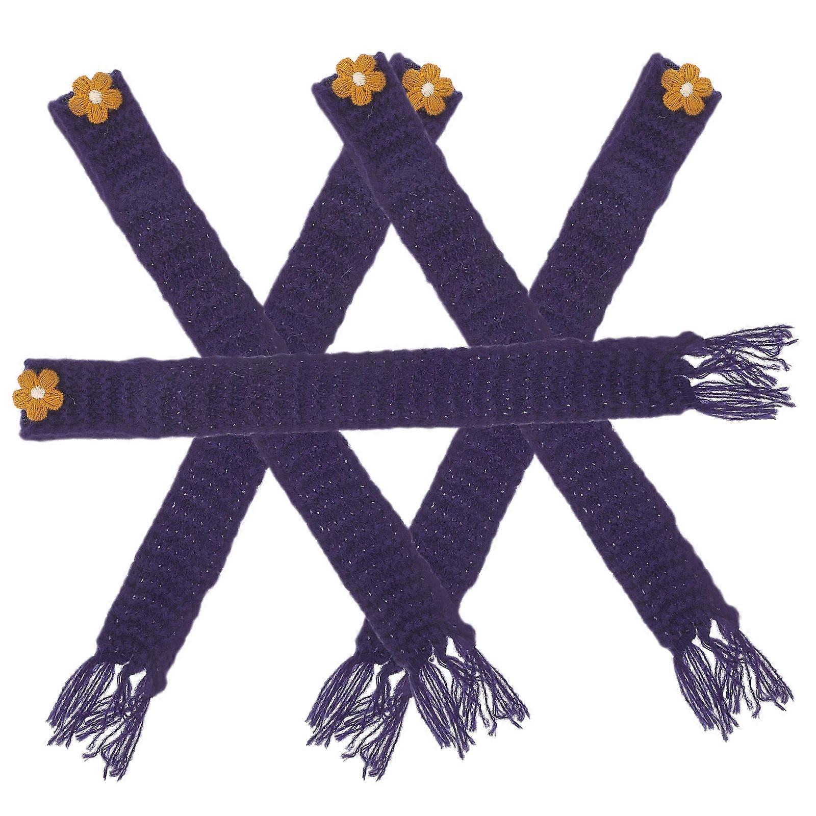Handmade Knitted Toys Decorative Scarf Diy Accessory For Doll Craft Projects 5Pcs Navy Woolen Yarn Mini Knitting Design