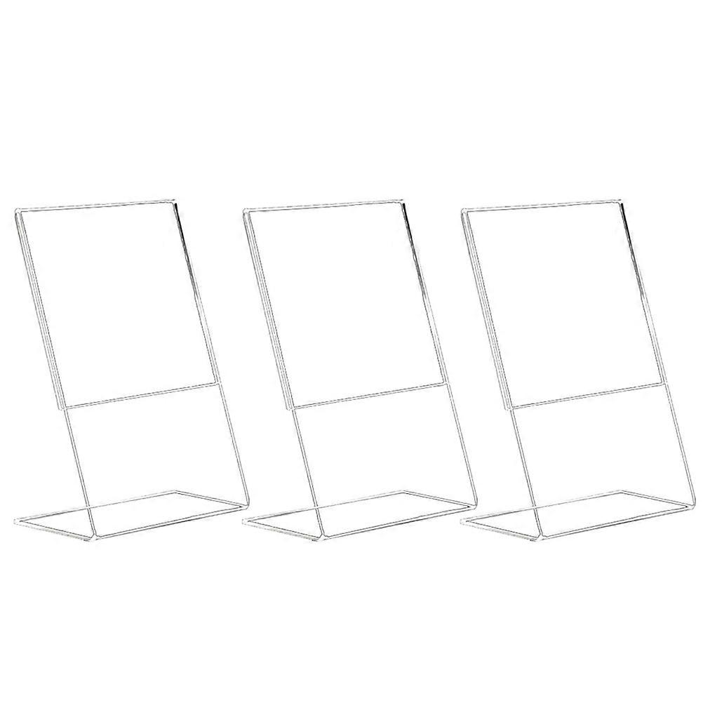 Transparent Acrylic Sign Holder Table Stand for Storage Design 3Pcs