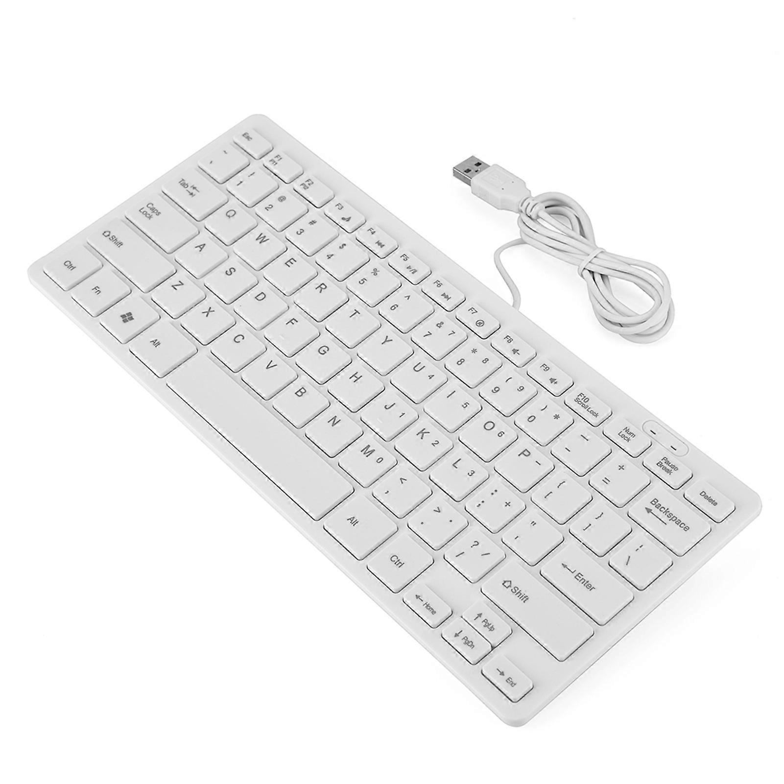 78 Keys Ultra-Thin USB Wired Mini Keyboard for Desktop, Laptop and PC (White)