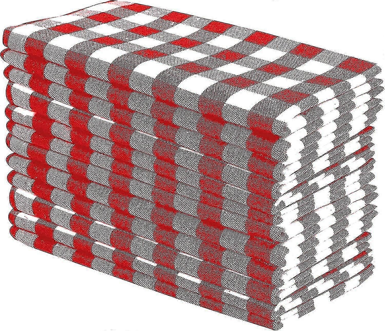 حزمة من 12 أحمر - أبيض 100 ٪ غزل القطن مصبوغ Gingham تحقق من مناديل العشاء 18x18 بوصة ، مناديل عشاء بحرية لحزب شاطئ Clambake بالإضافة إلى تقديمها من قبل