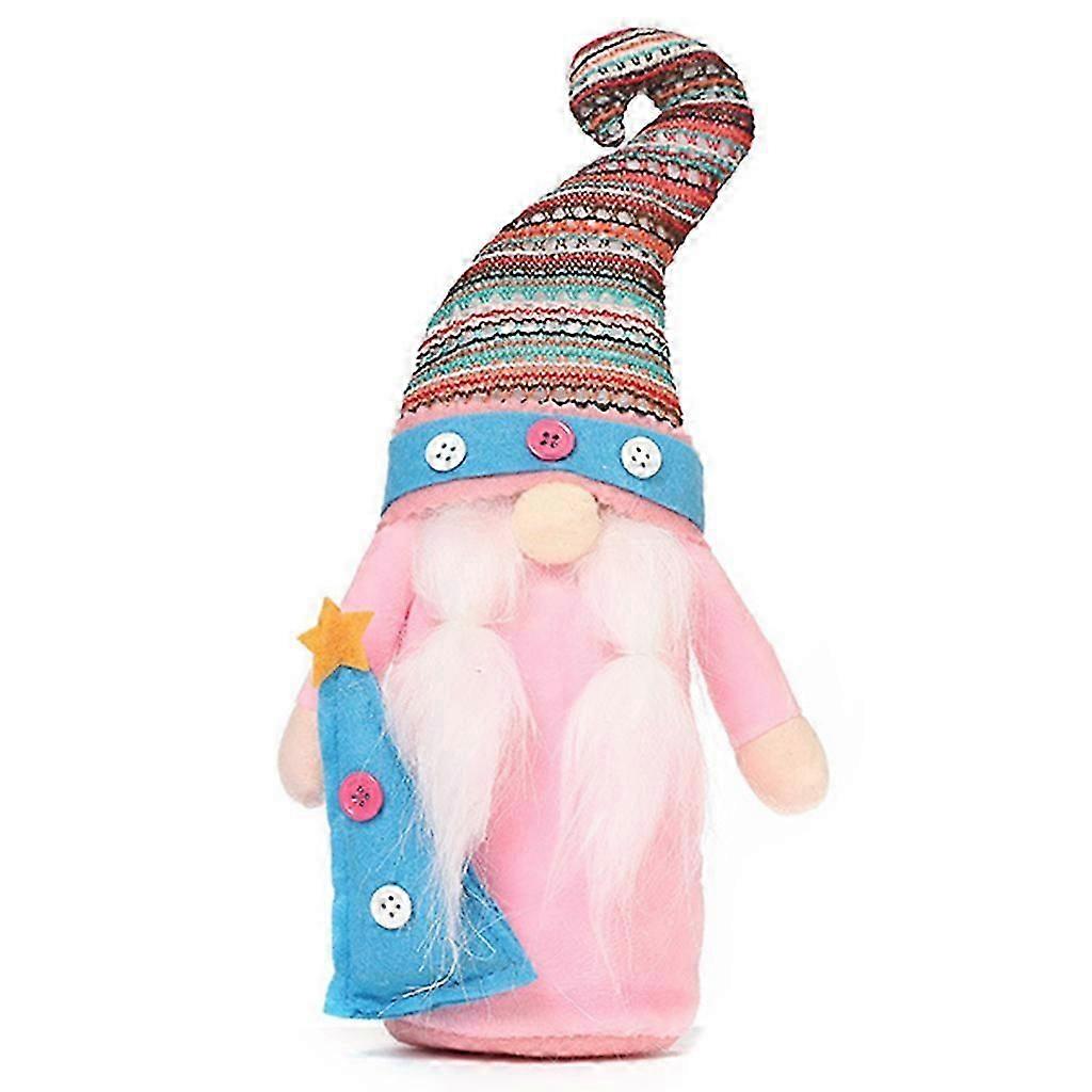 Christmas Colorful Gnome Plush for Doll Buttons Tree Star Stuffed Elf Ornament D