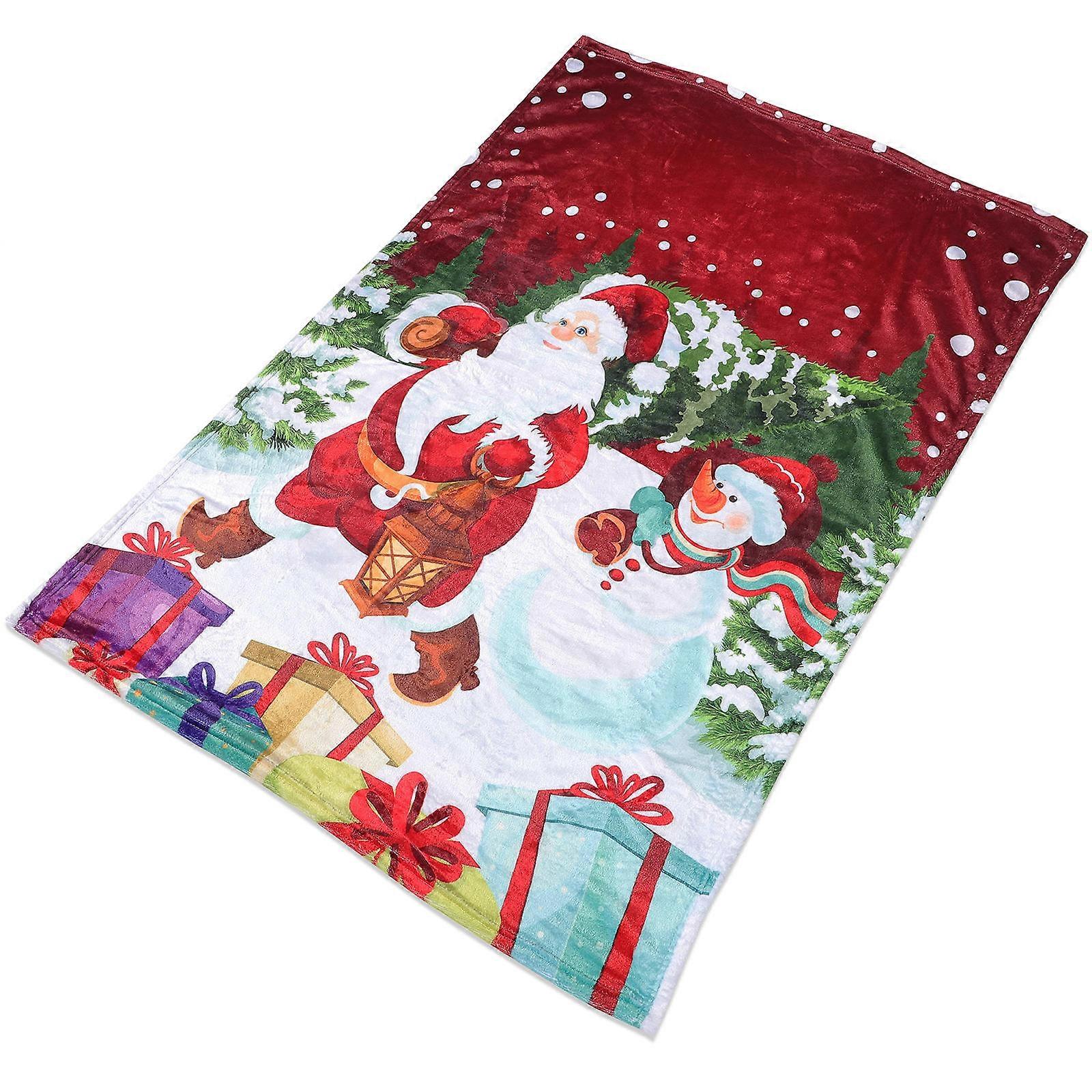 Cozy Blanket Santa Claus for Daily Life Couch Bed Sofa White Rectangular 1Pack