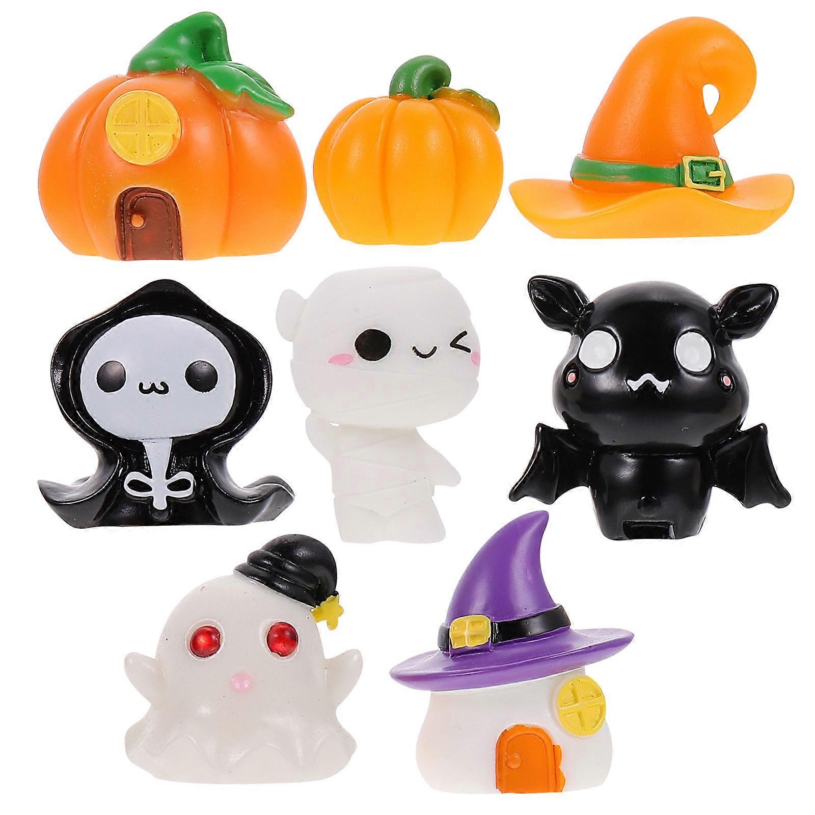 6PCS Halloween Mini Resin Landscape Ornaments Ghost Vampire Figurines Creative Micro Decorations for Party Home Durable Cute Adornments Celebration