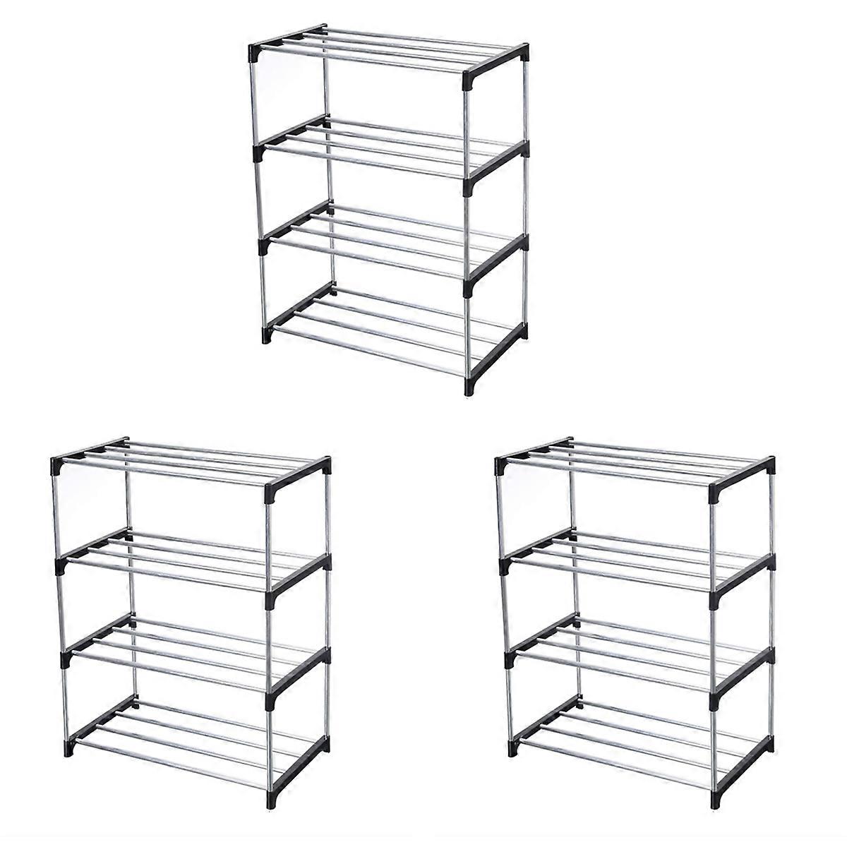 Stackable Small Shoe Rack, Entryway, Hallway and Closet Space Saving Storage and Organization (Black