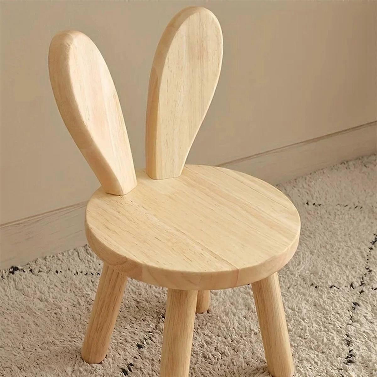 2X Small Board Stool, Cute Ears Solid Wood Small Stool, Decorative Stool Children Chair