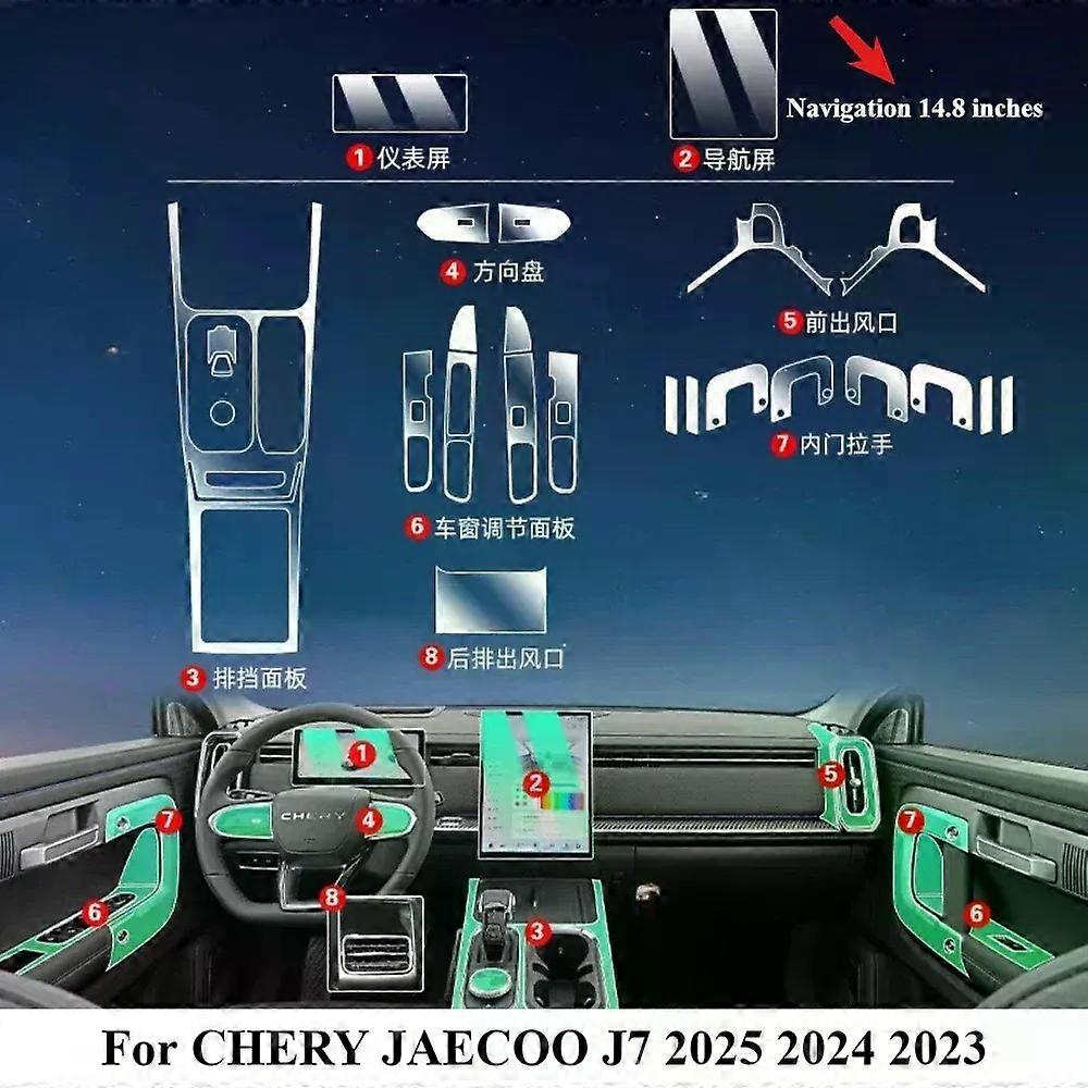 For CHERY JAECOO J7 2025 2024 PPF Protection film Accessories Interior transparent TPU GPS Navigation Gear Panel Center Console