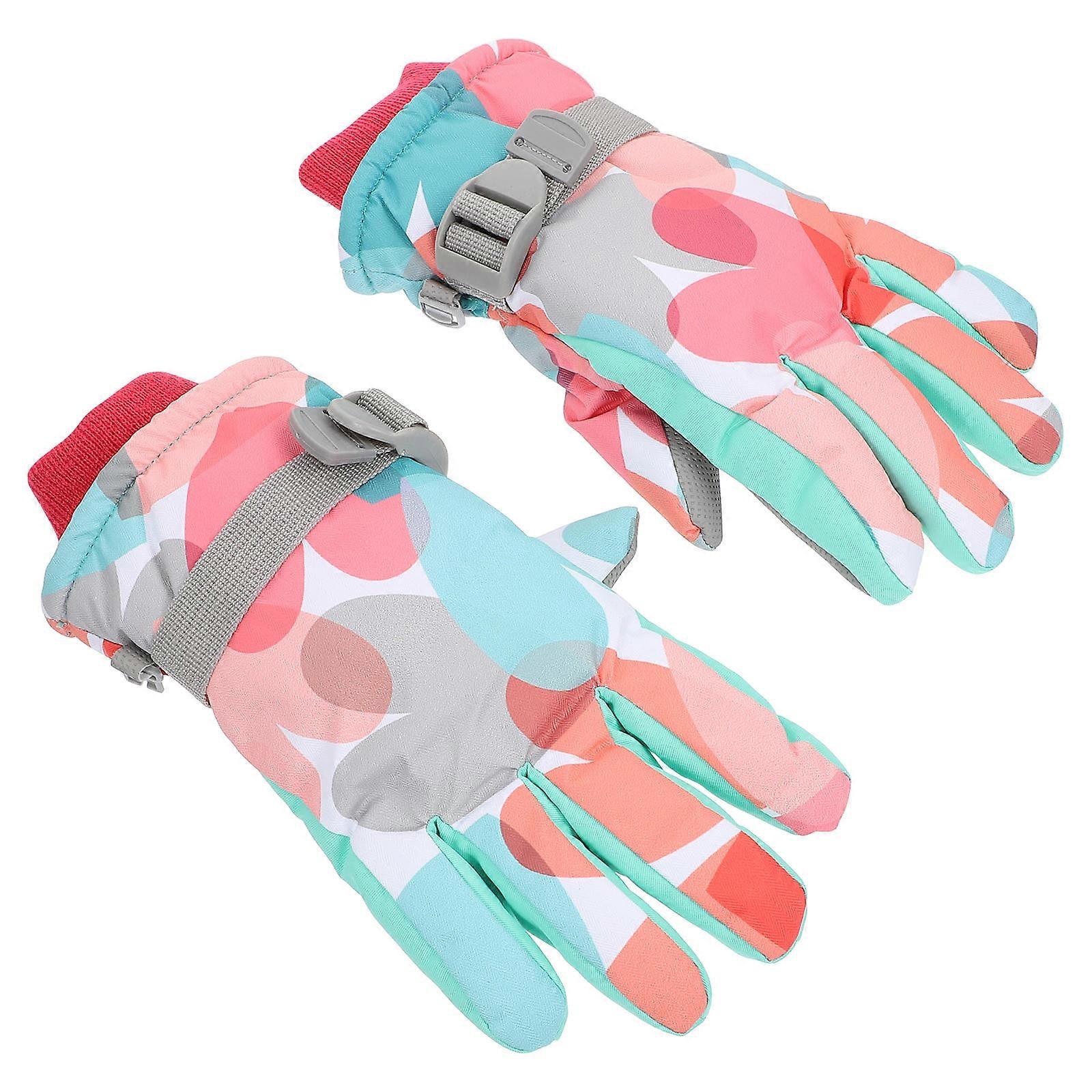 Kids Ski Gloves Warm and Waterproof for Children Snowmen Building 23X10X2CM 1 Pair