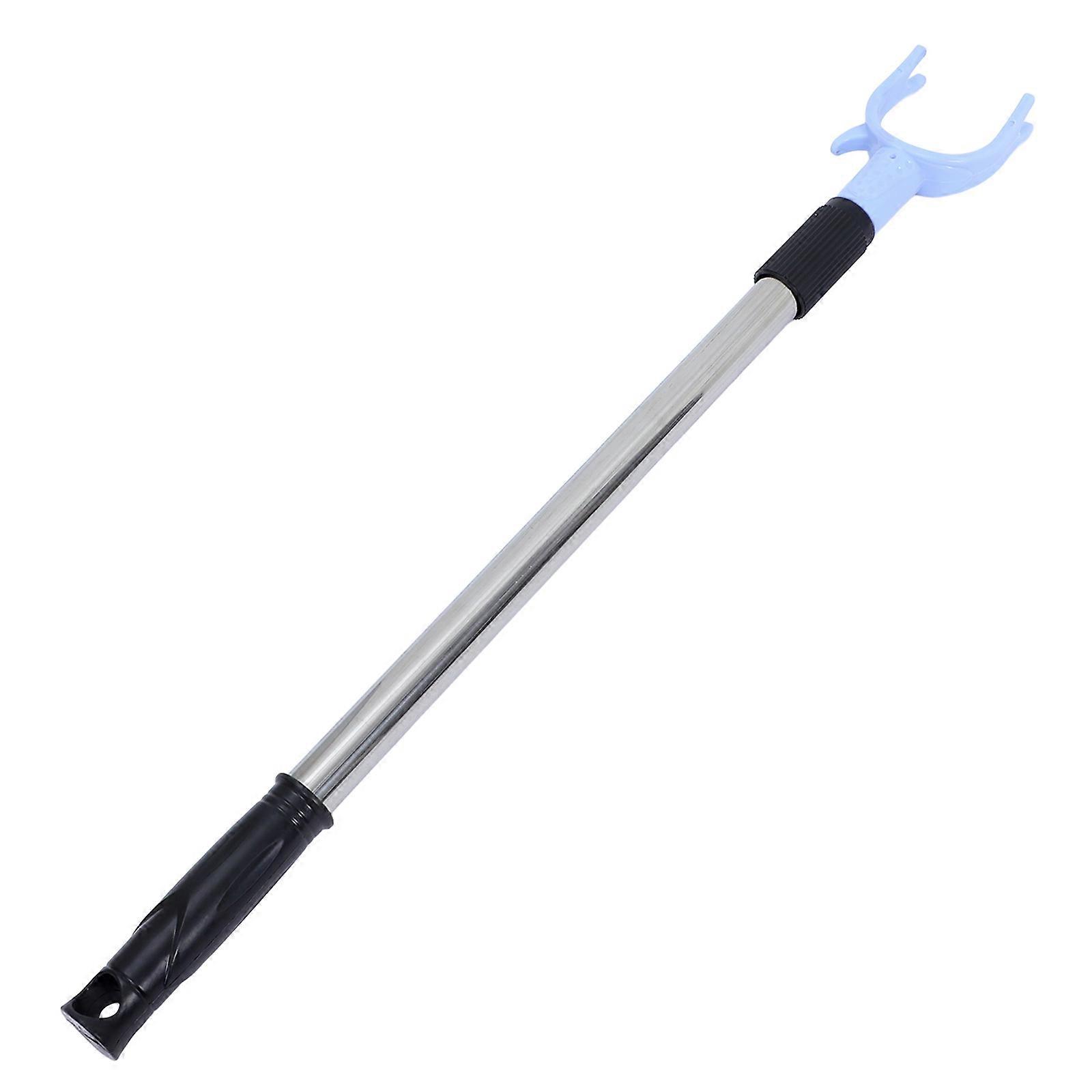 Adjustable Clothes Reaching Rod with Plastic Fork for Closet and High Space Access