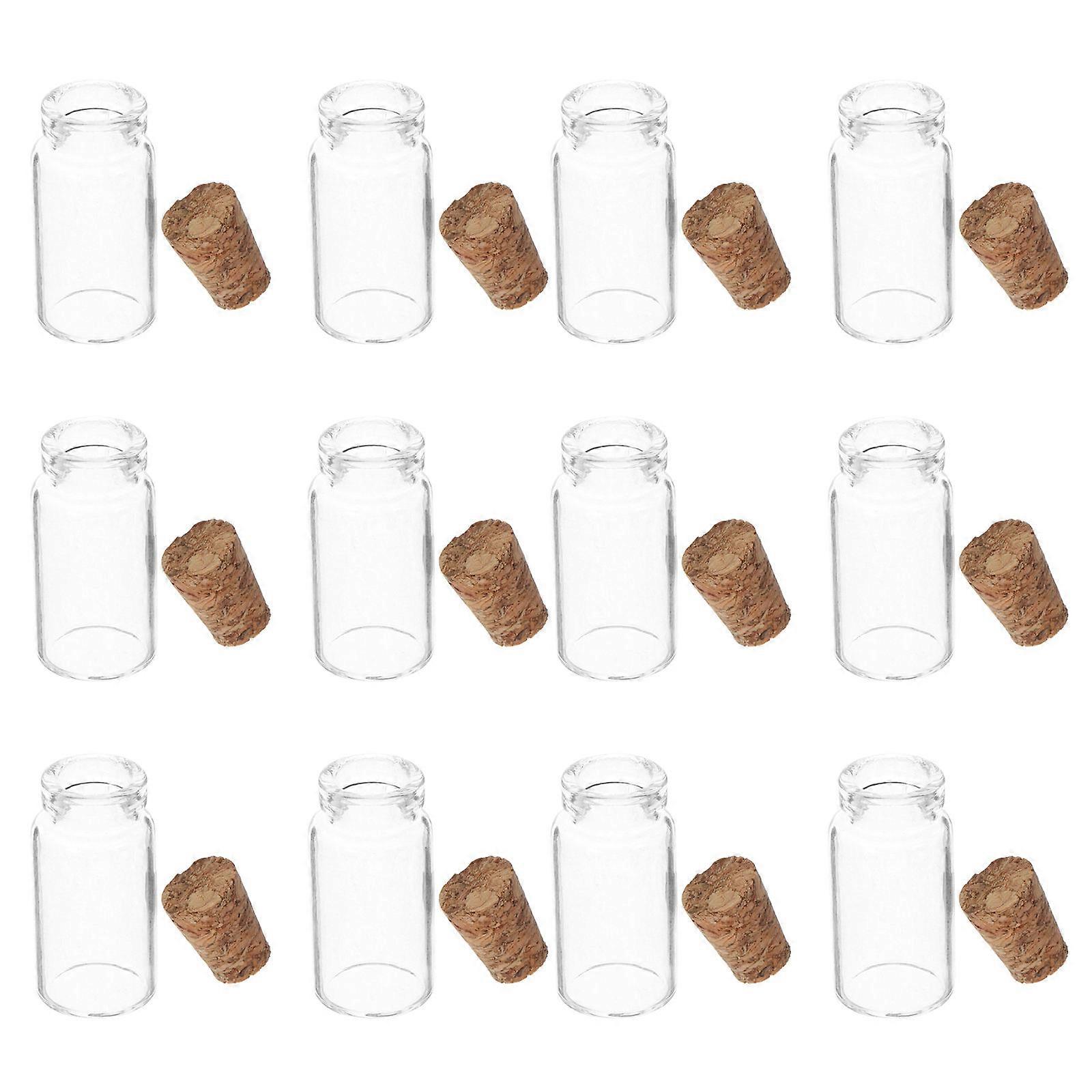 12pcs Mini Glass Wishing Bottles with Cork Stoppers – Transparent Tiny Jars for DIY Crafts, Candy Storage, and Decorative Message Holders