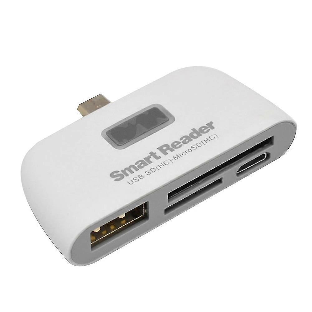 4 In 1 Otg Tf Smart Card Reader With Micro-Usb For Andriod (White)