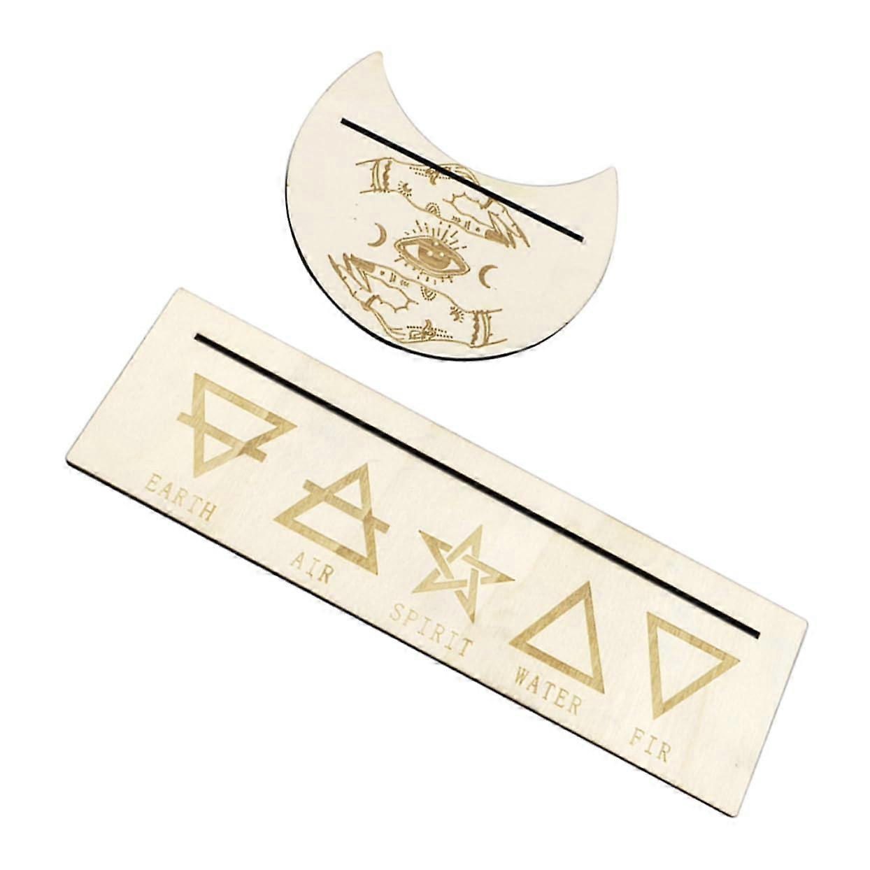 Wood Tarot Card Holder Moon-Shaped Display Stand for Tarot Cards, Lightweight and Space-Saving, Home Restaurant Bar Decor