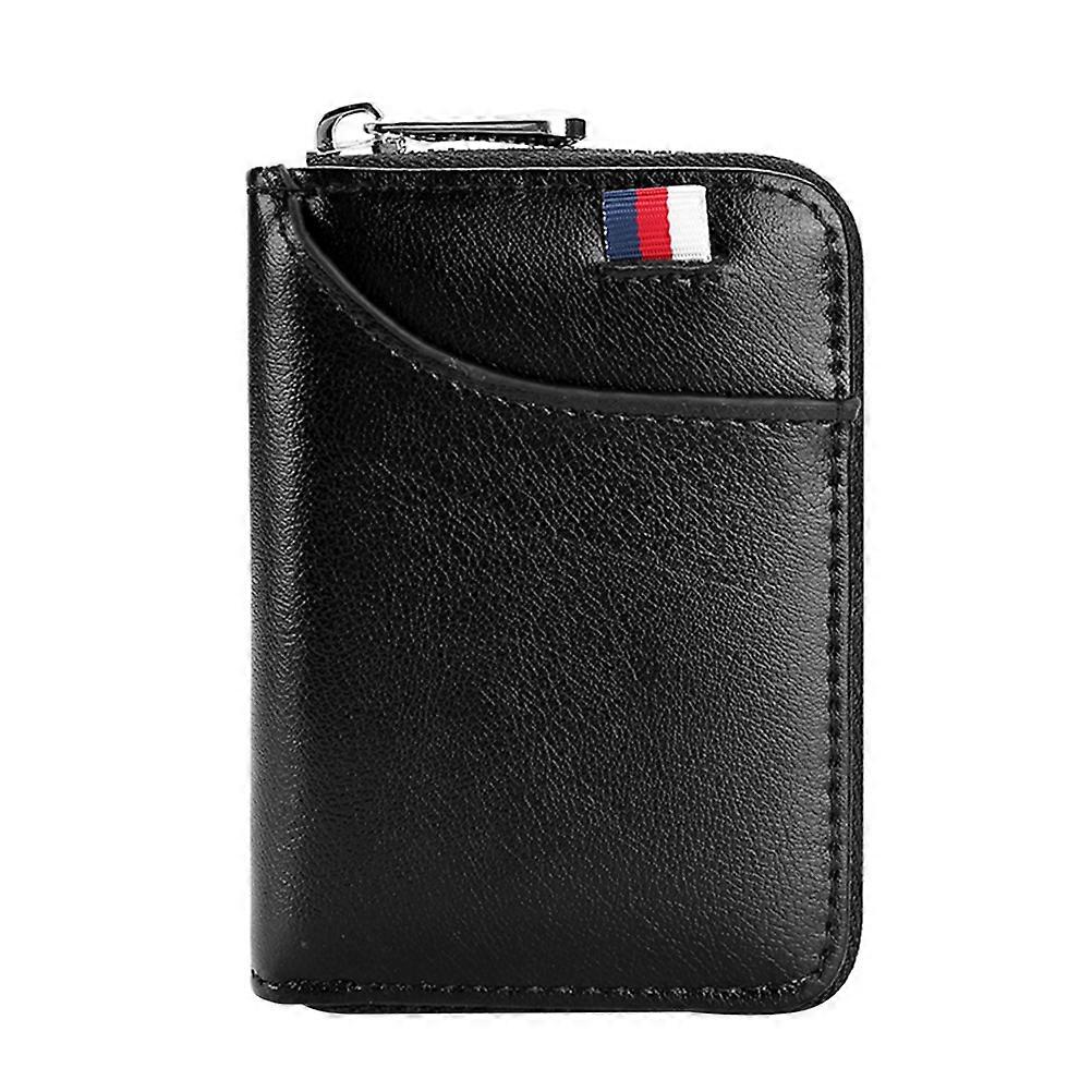 Small Zipper Wallet Material Rfid Shielding Anti Theft Black 10.5X8X2.2CM Daily Use 1Pc