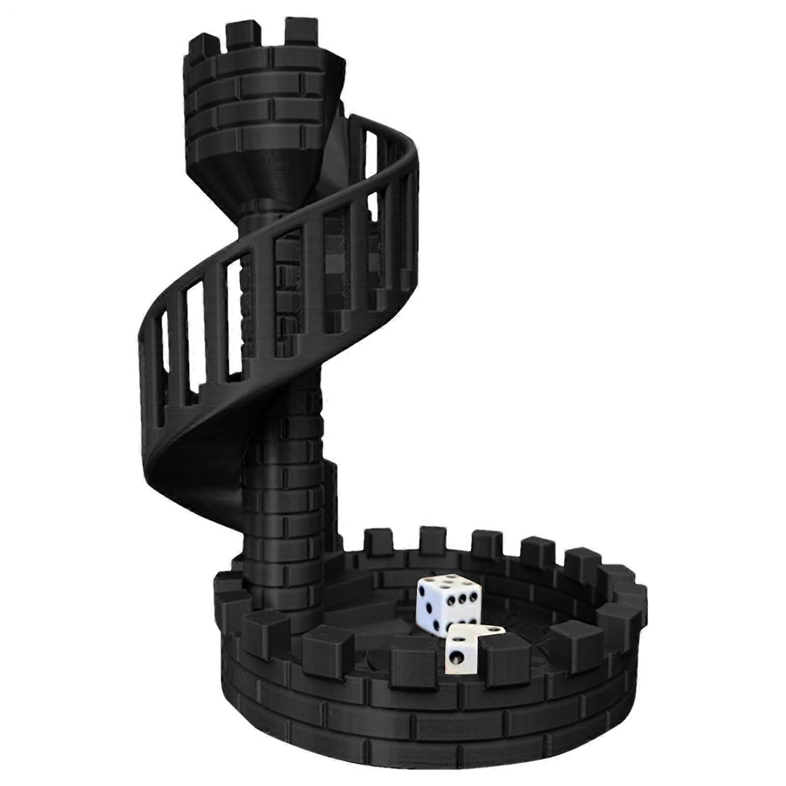 Dice Tower Decorative Tabletop Dice Tray EyeCatching Tower Castle Design – Black