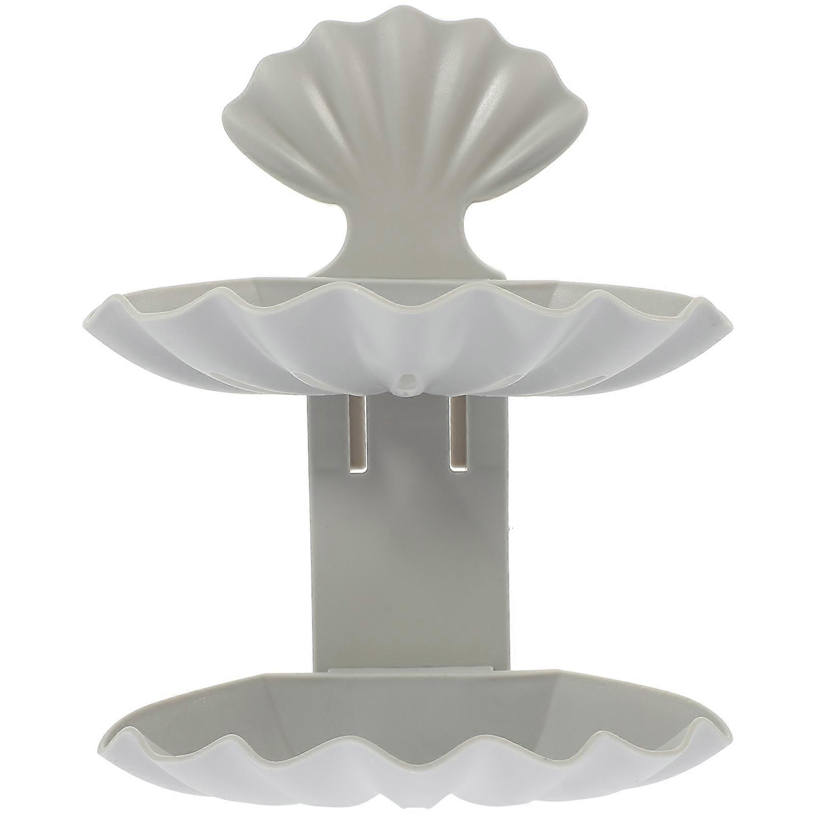 Soap Dishes Shell Style Punch Free Soap Rack Kitchen Use Countertop Grey Plastic 1Pack