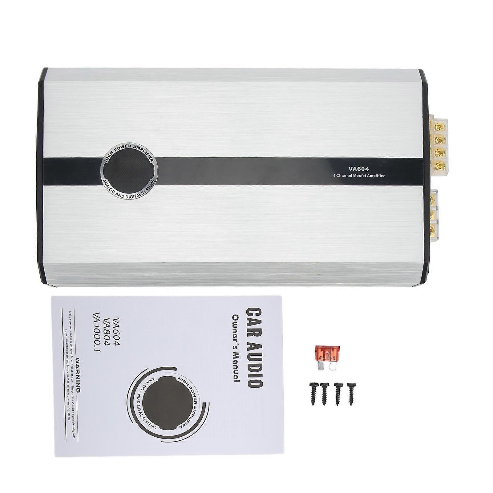 Car Amplifier 4 Ohms 4 Channel High Efficiency Bridgeable Universal for Speaker o System