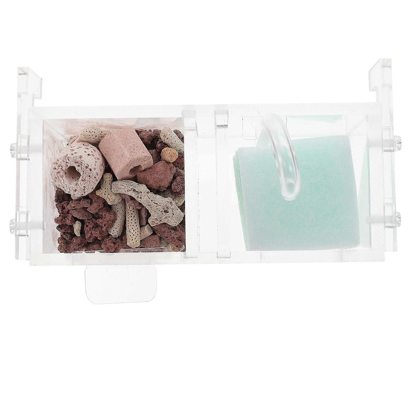 Transparent Fish Filter Box Aquarium Tank Accessory Wall-Mounted Design 15X8X7CM Water Purification 1Set