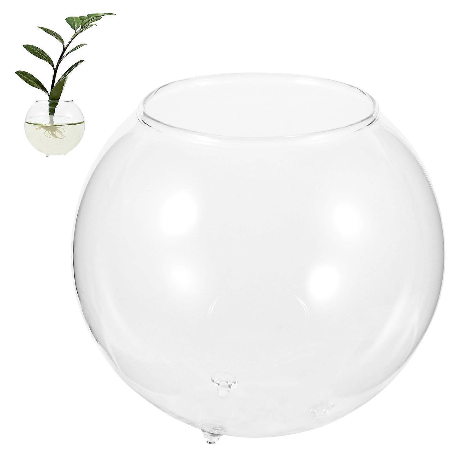 Delicate Aquarium Bowl Desktop Terrarium Fish Bowl Office Decor Triangular Base Round -Function 1Pack