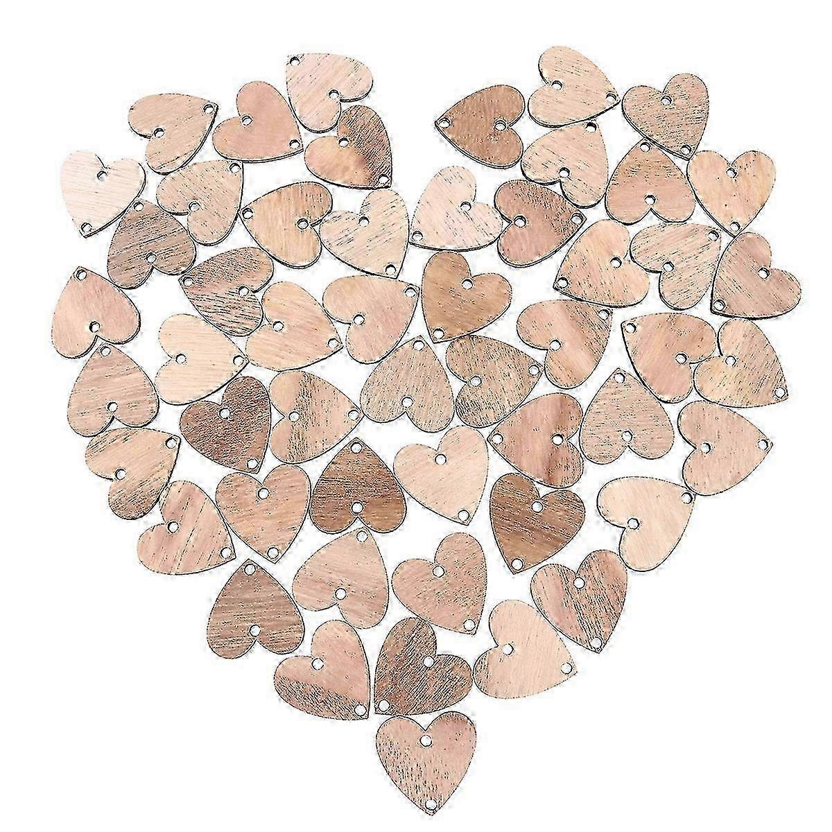 50pcs Heart Wooden Slices with 50 Iron Loops Set - Hanging Wooden Plaque Board for Birthday Reminders & Craft Projects