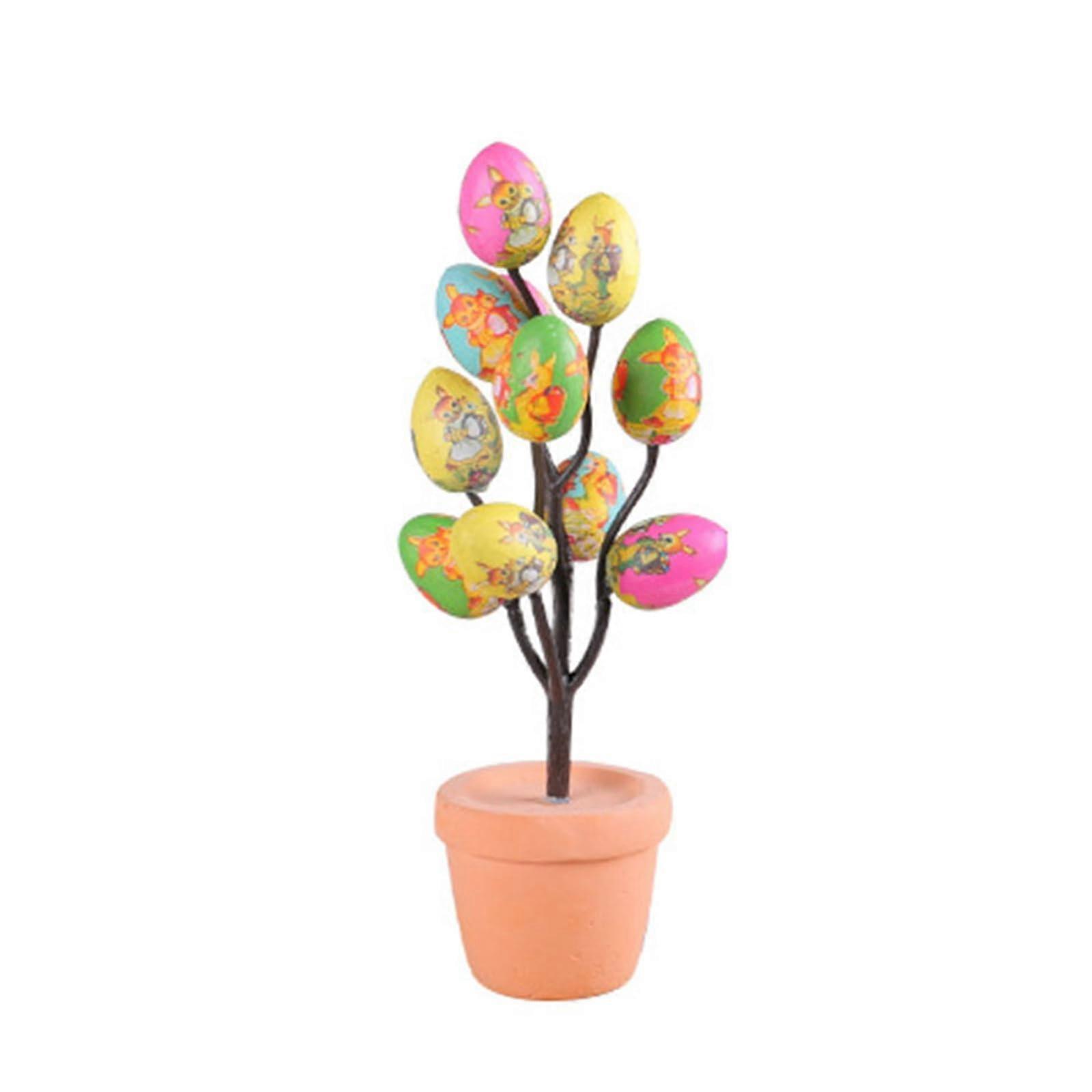 Realistic Polka Dot Pattern Potted Tree Table Plant Decoration with Multicoloured Foam Eggs