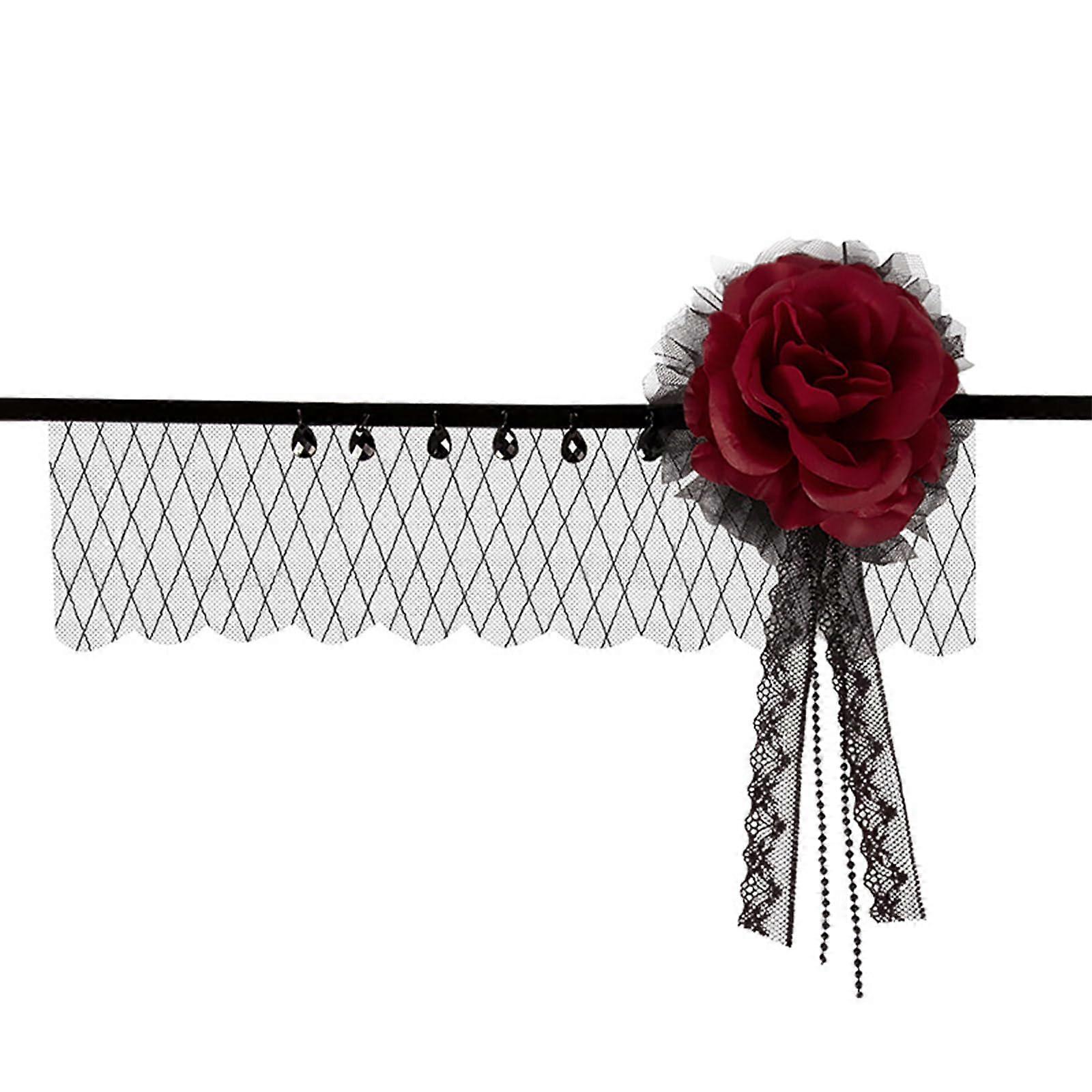 Schwarzer Tüll Rosen Kopfschmuck Für Halloween – Ausgefallene Kopfbedeckung Mit Schwarzen Rosen, Eleganter Haarschmuck