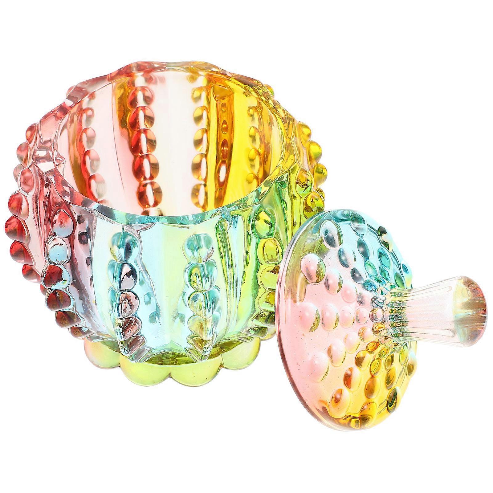 Household Kitchen Candy Canister Multi-colored Glass Storage For Sweets Cookies Jams 9x9x11.5cm 180ml 1Pack