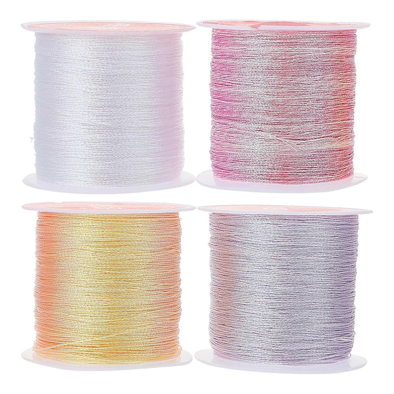 Cordón trenzado para la fabricación de joyas bordado Hilo de seda Cuerda de hilo multiusos colorido 4 rollos
