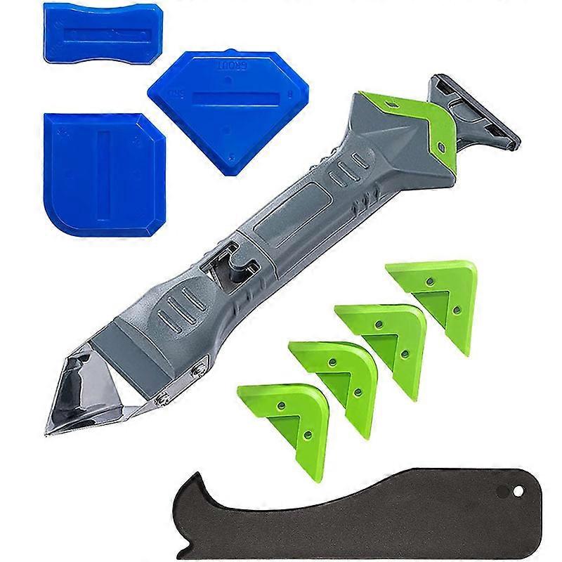 Silicone Grout Smoother Kit Grout Scraper with 3 Angle Scraper  5 Joint Caulking Tools 5 in 1 Grout Removal Tools (Stainless Steel) Scraper