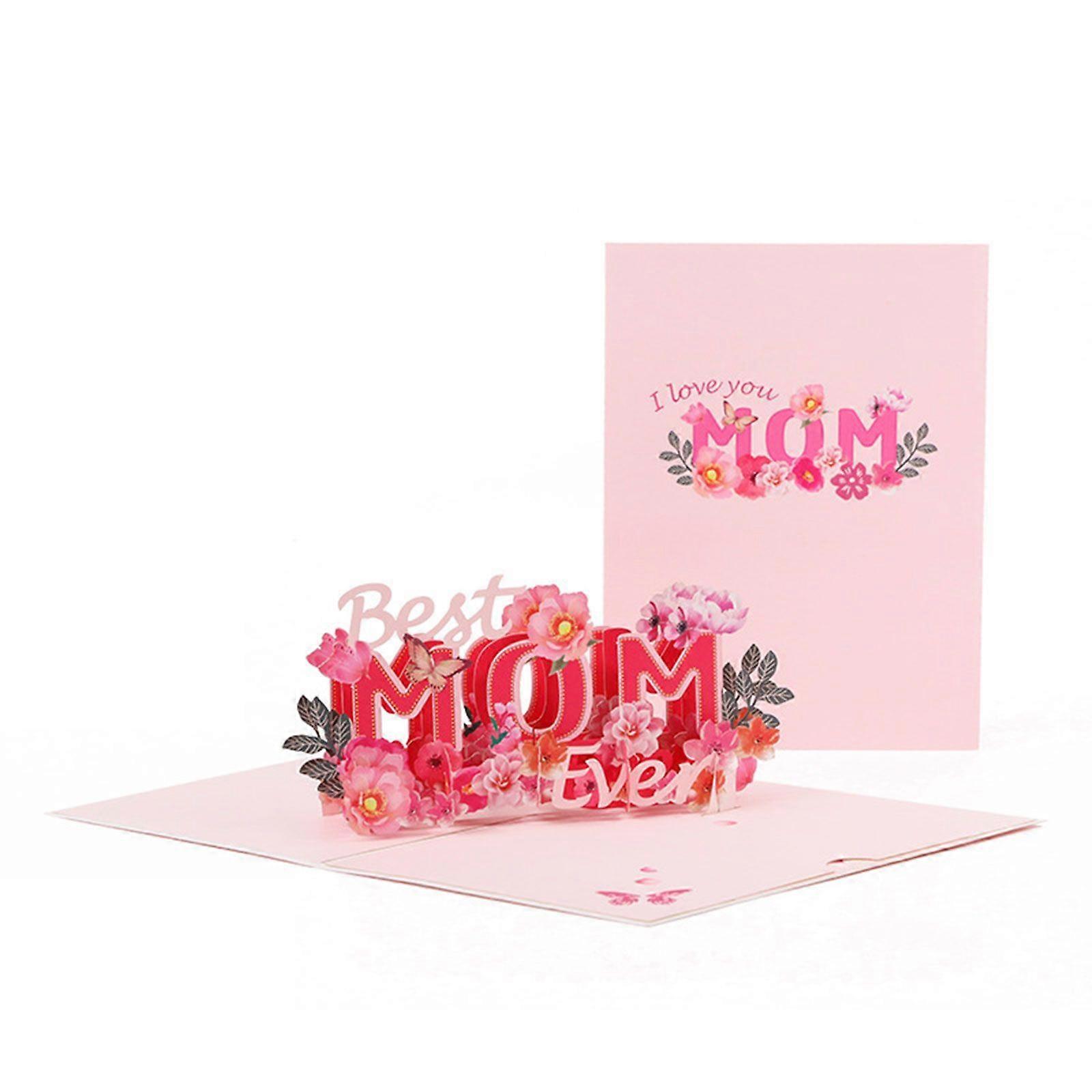 Handgjord blomma 3D för pop up-kort Jag älskar dig mamma hälsningskort med kuvert för fru Mors dag årsdag