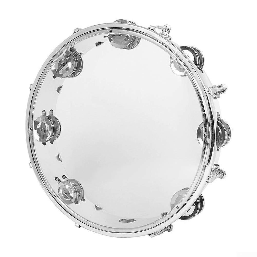 Hand tambourine with a sleek design, crafted for vibrant sounds in every performance (clear leather). Transparent leather.
