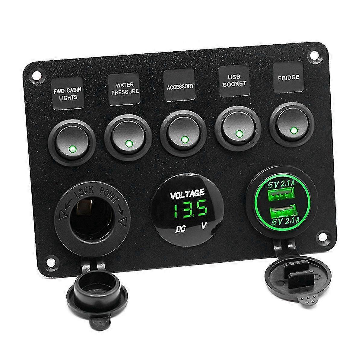 Boat Switch Panel Car Switch Panel Waterproof Digital Voltmeter Red SZRH A-R2898