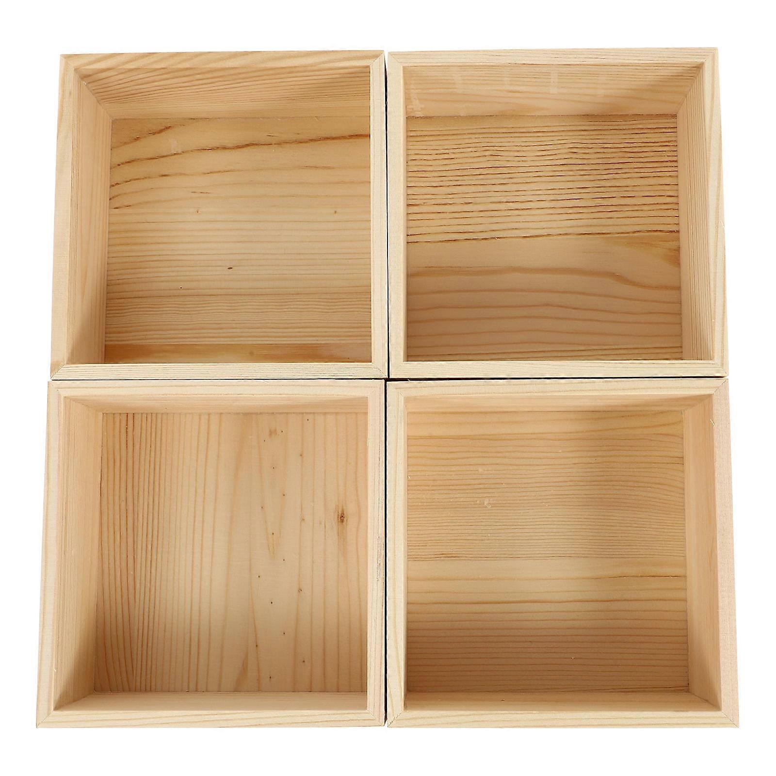 Light Brown Synthetic Material Jewelry Boxes for Storage Use 4Pcs