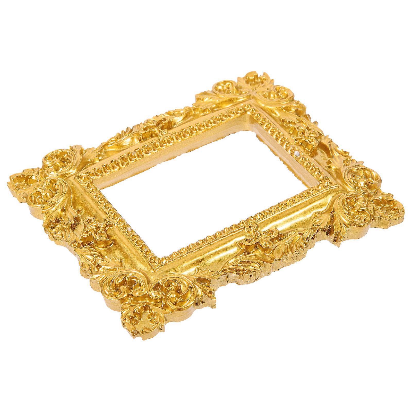 Vintage Picture Frame Resin Golden Ornate Textured Rectangle Desktop Photo Frame Photo Holder Jewelry Display Frame Home Decoration