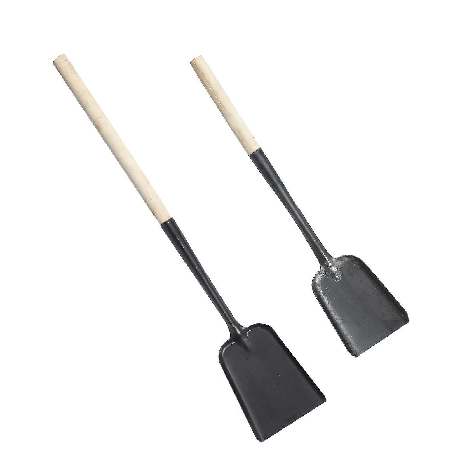 2Pcs Long Handle Metal Ash for Home Use with Wooden Handle and Comfortable Grip