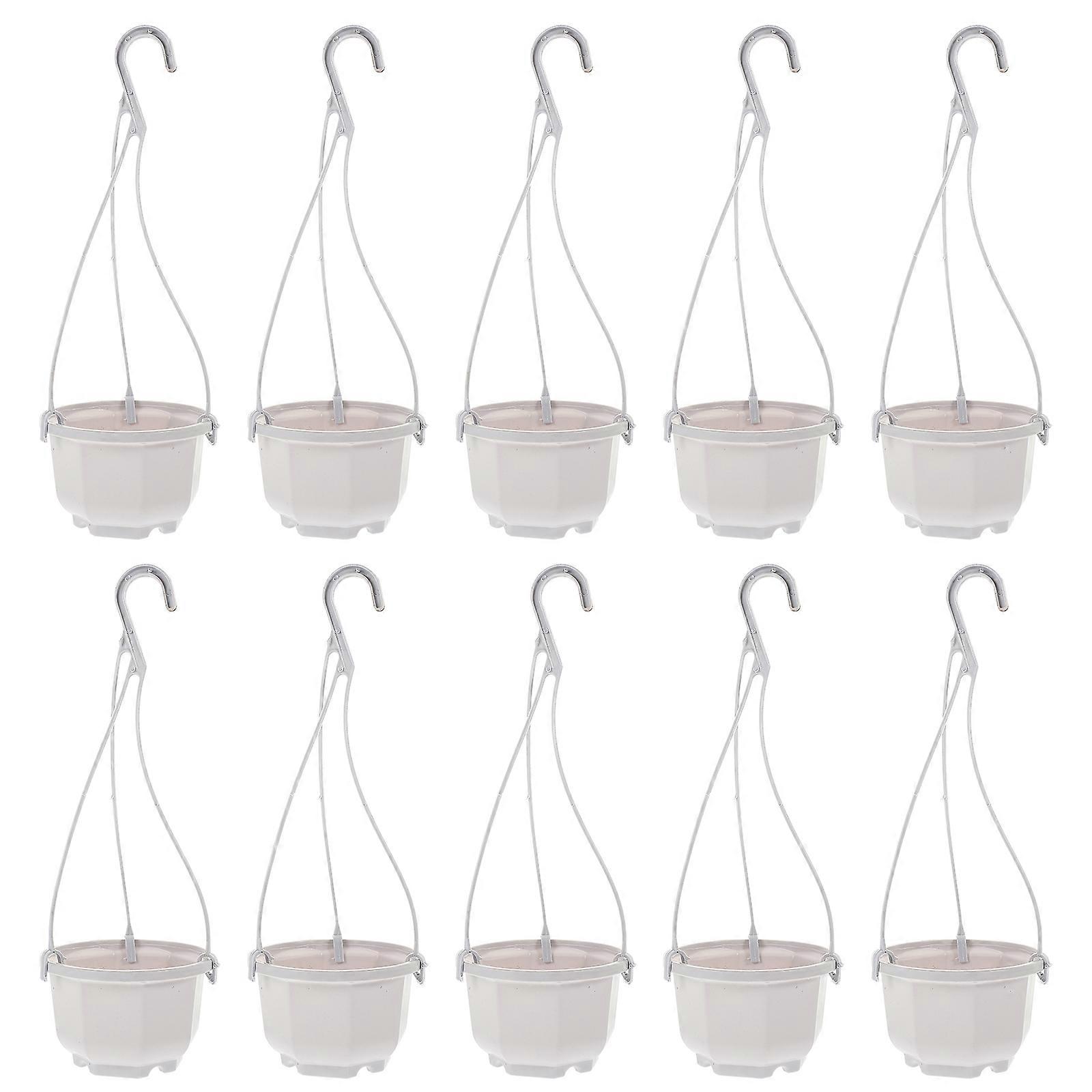 Suspended Flowerpots Plastic for Balcony Decor White 30X9.5CM Decorating 10Sets