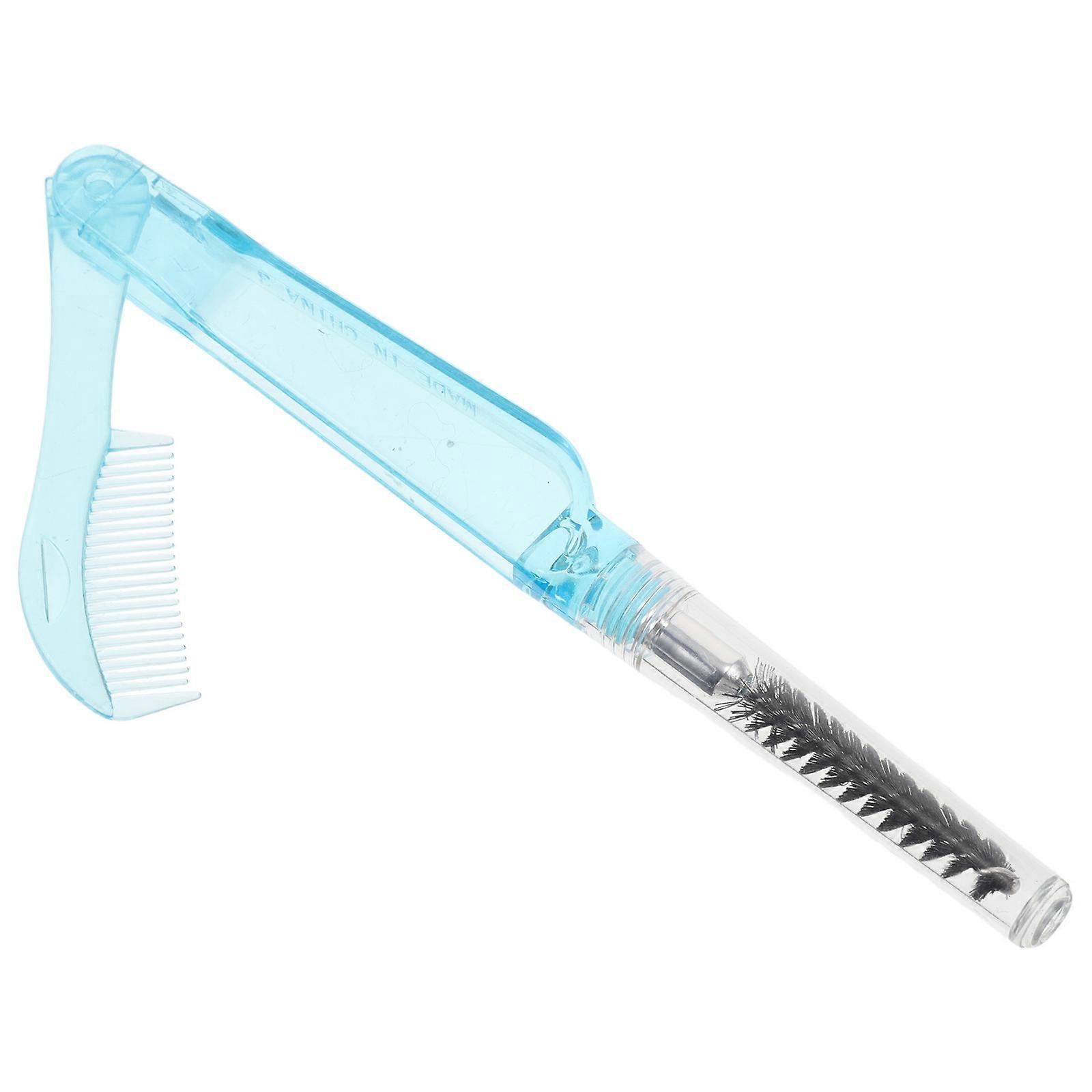 Double Head Folding Eyelash Comb for Makeup 2in1 Eyelash Brush Blue