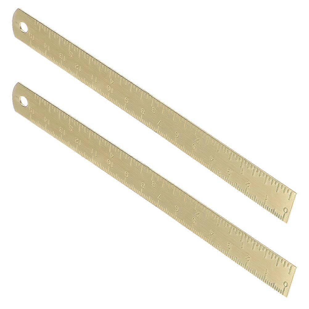 Antique Brass Ruler with Dual Scale Engraving for Measuring 2Pcs Golden