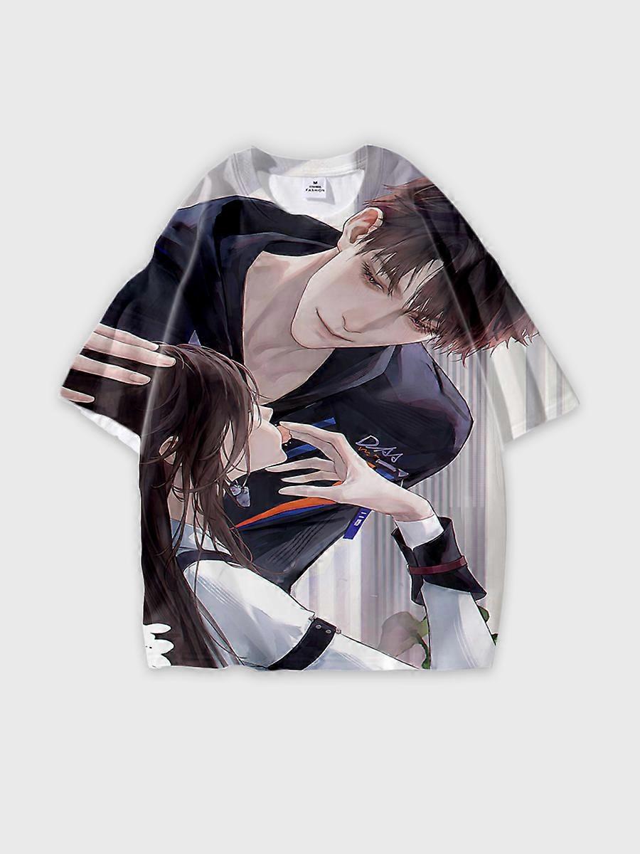T-shirt round neck Role Pattern loose short sleeve E293