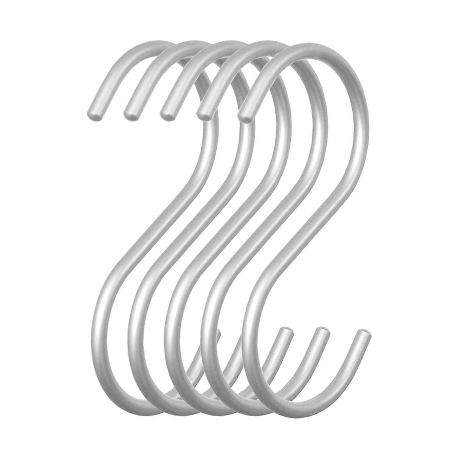 5x Wardrobe Hooks S Hanging Hooks Wardrobe Storage Hangers Closet Hooks for Bedroom Work , SILVER