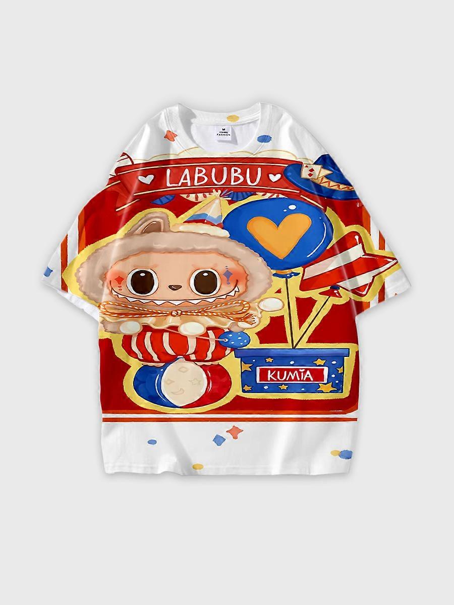 T-shirt round neck Pattern loose short sleeve K785