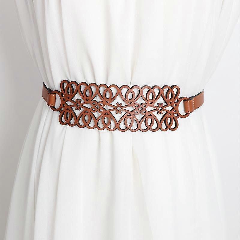1 Pc Women PU Leather Belt Decorative Girdle Soft Leather Wide Belt Hollow Out Waistbands Bowknot Wide Waist Belt Casual ZH