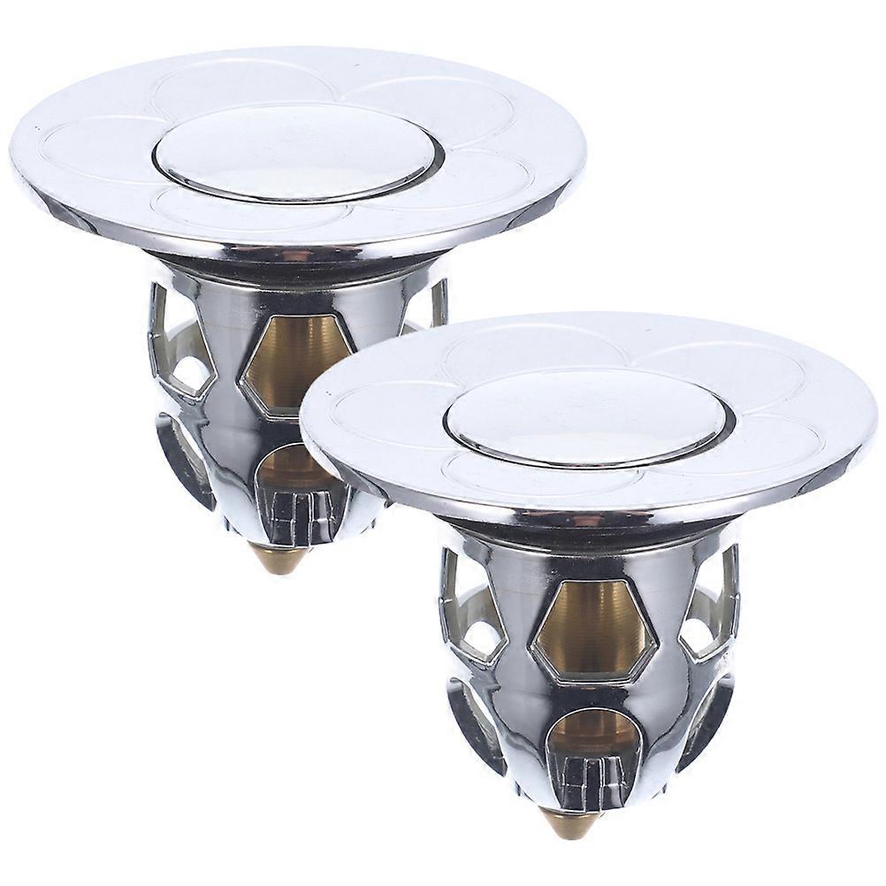 Bathroom Sink Drain Stopper Push Plug 2pcs Set Sealing Anti Clog Wash Basin Accessory for Efficient Drainage Leak Prevention