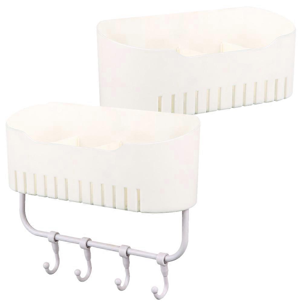 White PP Material Bathroom Organizer Rack with Draining Design for Storage 2 pcs