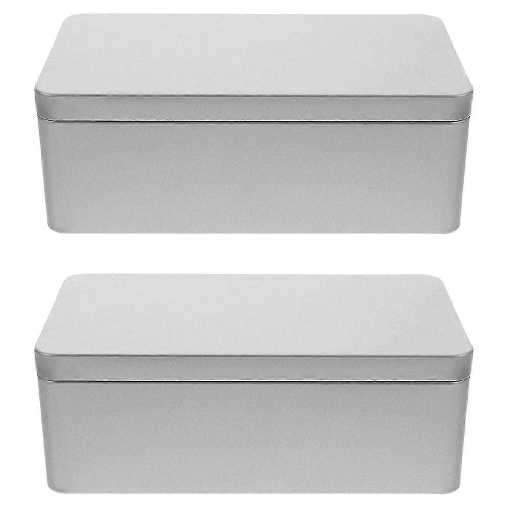Silver Tinplate Storage Boxes with Lids   Rectangular Tea & Snack Containers for Kitchen, Office, and Portable Use   Easy Carry & Fill